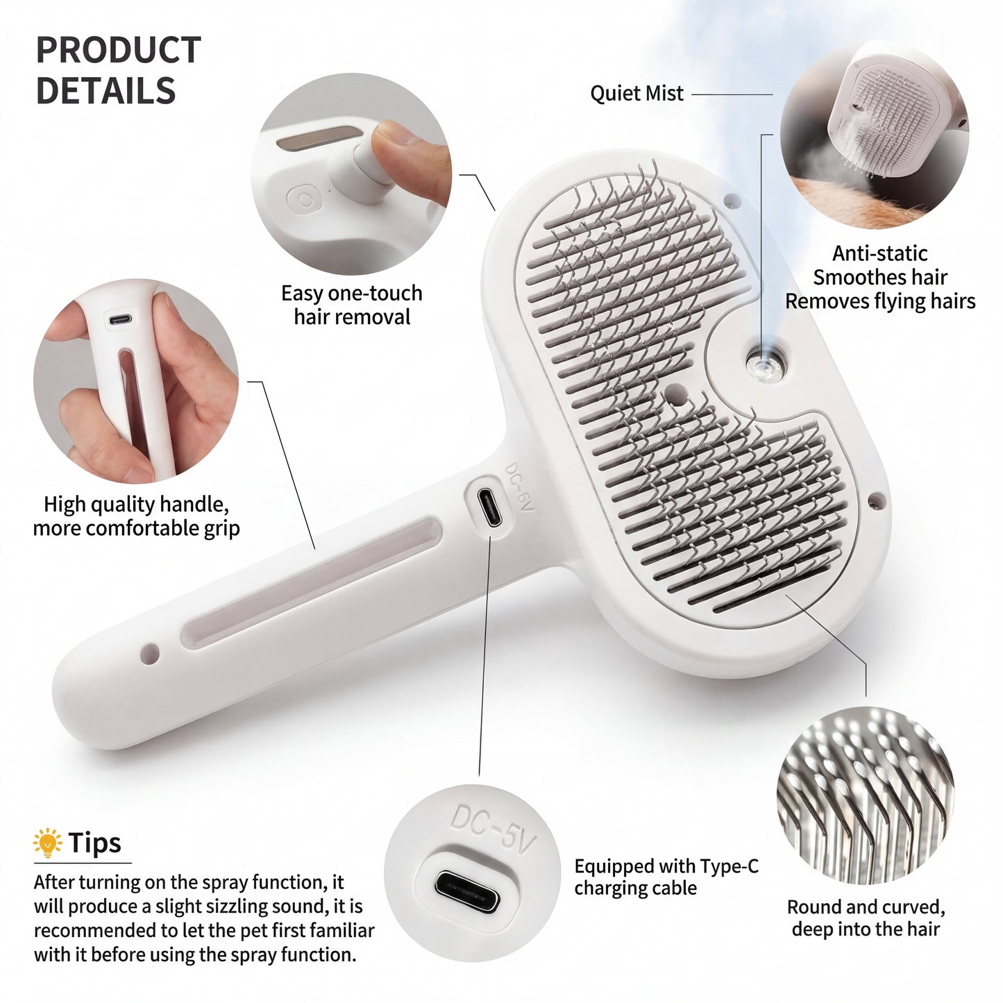 Pet Press Spray Massage Comb